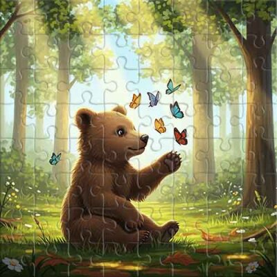 L'ourson joueur et les papillons Puzzle