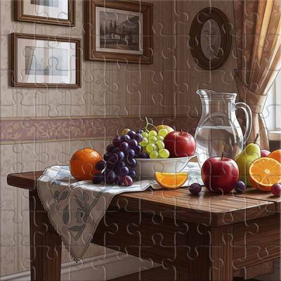 Stillleben mit Früchten am Fenster Puzzle