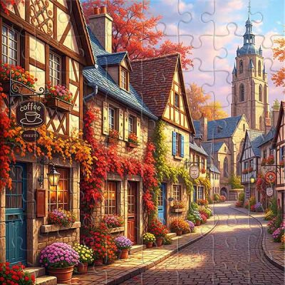 L'Automne dans les rues de la vieille ville Puzzle