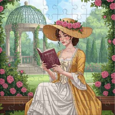 Dame au chapeau et roses Puzzle