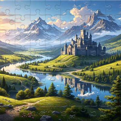 Fairy Tale Castle in the Mountain Valley Jigsaw Puzzle
