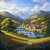 Landschaft mit einer Stadt im Gebirgstal Puzzle