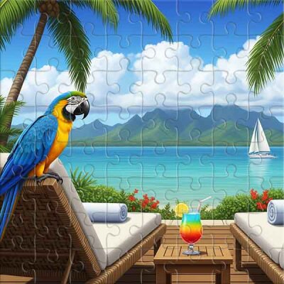 El guacamayo y un cóctel caribeño Rompecabezas