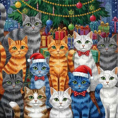 Gatitos navideños y regalos Rompecabezas