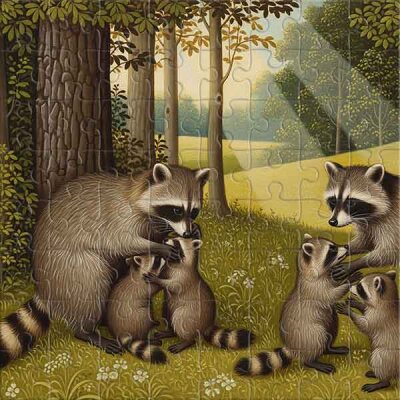Raccoons in the Sunlight Jigsaw Puzzle