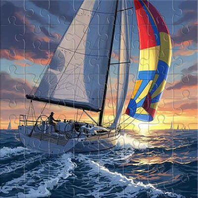 Regata de vela al atardecer Rompecabezas