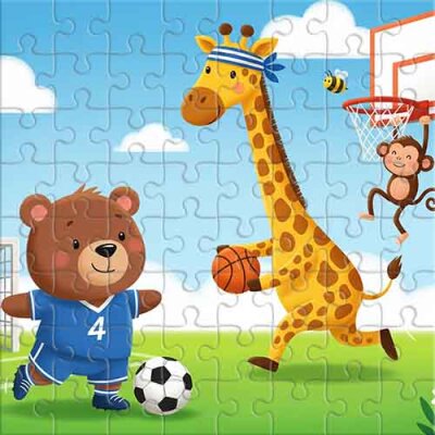 L'ours footballeur et la girafe basketteuse Puzzle