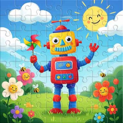 Las Aventuras de un Robot en un Prado de Verano Rompecabezas