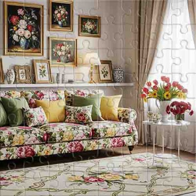 Interior de Sala Floral Rompecabezas