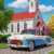 Retro Car and Flower Garden Jigsaw Puzzle