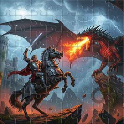 Brave Knight Against Dragon Jigsaw Puzzle