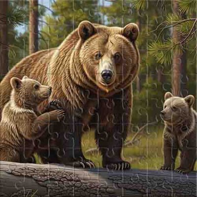 Osa con oseznos en un claro del bosque