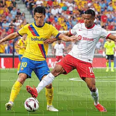 Spannender Kampf um den Ball Puzzle