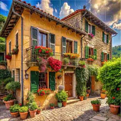 Antigua villa italiana con terraza Rompecabezas
