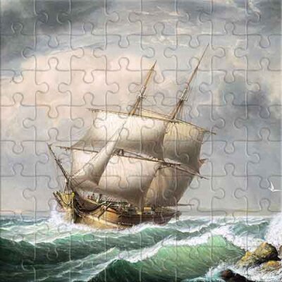 Brig Off the Maine Coast (by Fitz Henry Lane) Jigsaw Puzzle