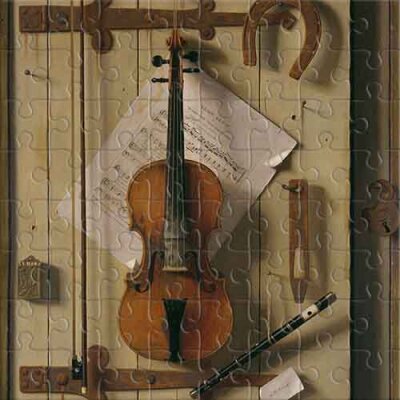 Naturaleza Muerta - Violín y Música (de William Michael Harnett) Rompecabezas