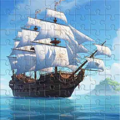 Voiles blanches sous un ciel bleu Puzzle