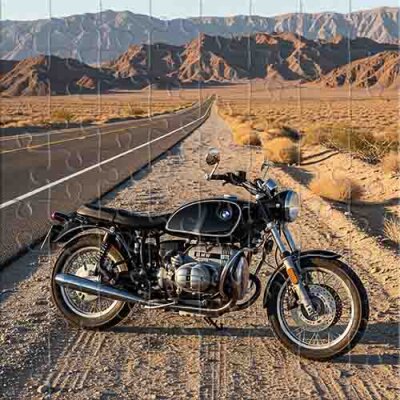 Moto noire et route infinie Puzzle