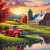 Autumn Landscape with Red Retro Pickup Jigsaw Puzzle