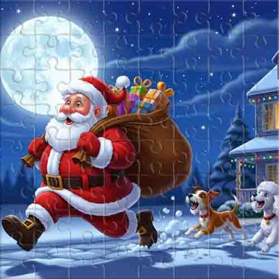 Carrera de Navidad en un patio nevado Rompecabezas