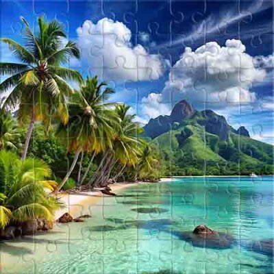 Costa pintoresca de una isla paradisíaca