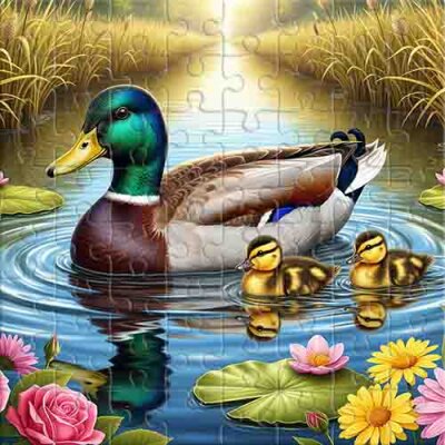 Wild Ducks on a Summer Lake Jigsaw Puzzle