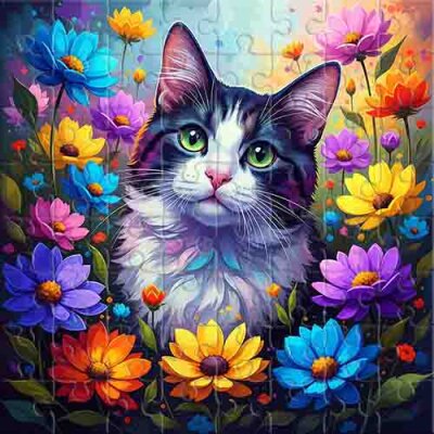 La curiosa mirada de una mascota peluda Rompecabezas