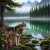 Lobo solitario junto al lago del bosque Rompecabezas