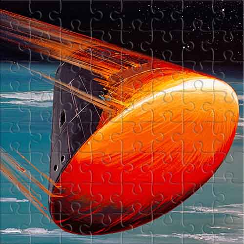 Командний модуль Апполон проходить атмосферу Землі