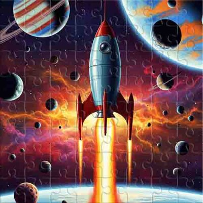 Nave espacial y planetas lejanos Rompecabezas