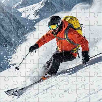 Esquiador en una pista nevada Rompecabezas