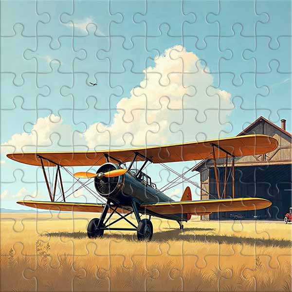 Retro-Doppeldecker unter dem Sommerhimmel Puzzle