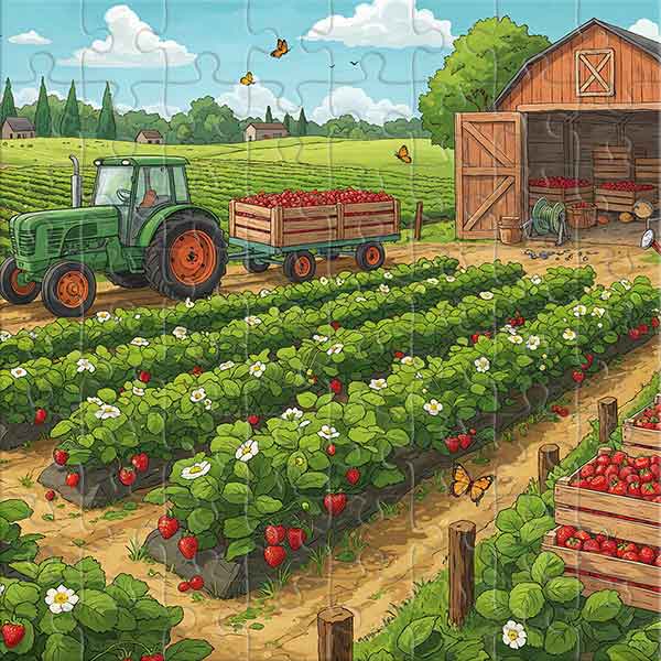 Ein sonniger Tag auf der Erdbeerfarm Puzzle