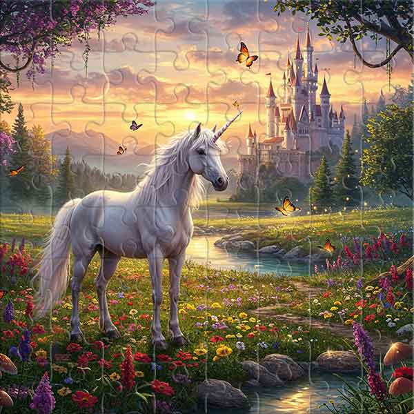 Der verzauberte Wald des Einhorns Puzzle
