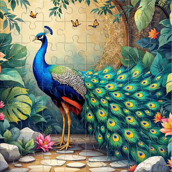 Pfau in einem tropischen Garten Puzzle
