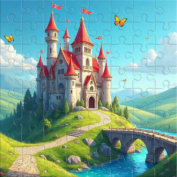 Märchenschloss auf dem Hügel Puzzle