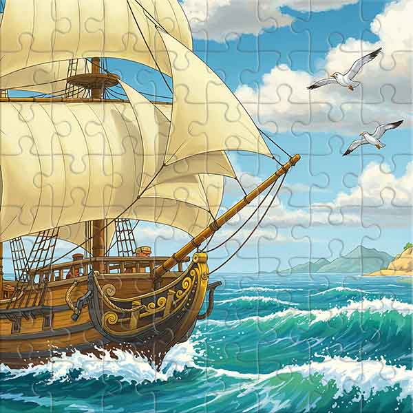 Segelschiff inmitten der Meeresweiten Puzzle