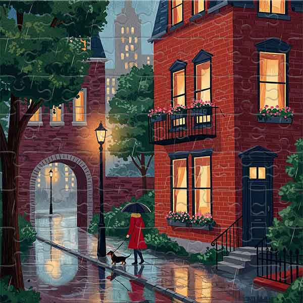 A Walk in the Rain Jigsaw Puzzle