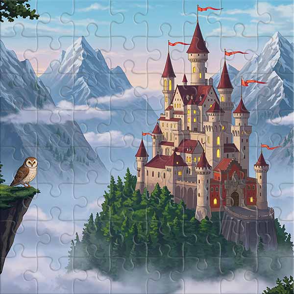 Geheimnisvolles Schloss über den Wolken Puzzle