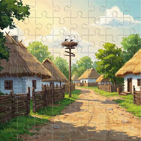 Ukrainisches Dorf Ende des 19. Jahrhunderts Puzzle