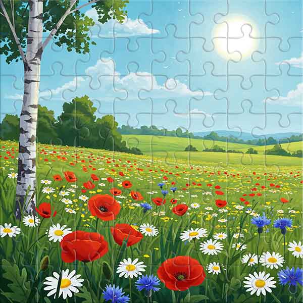 Sommertag auf einer blühenden Wiese Puzzle