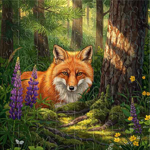 Fuchs zwischen Licht und Schatten Puzzle