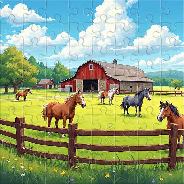 Auf dem Bauernhof mit Pferden Puzzle