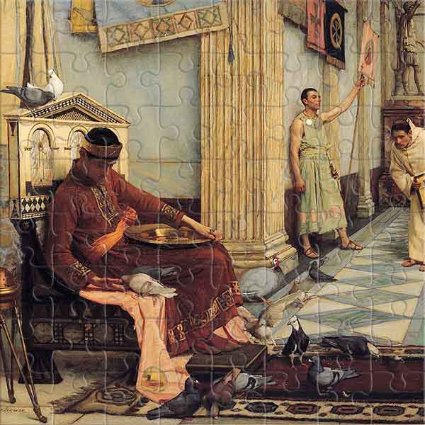 The Favourites of the Emperor Honorius (by John William Waterhouse) Jigsaw Puzzle