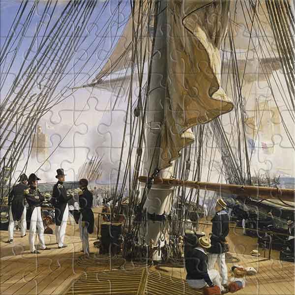 The French Fleet Forcing the Entrance of the Tagus River. 11 July 1831 (by Horace Vernet) Jigsaw Puzzle