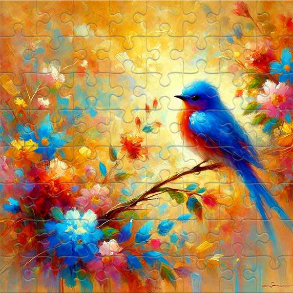 Blue Bird on a Branch Jigsaw Puzzle