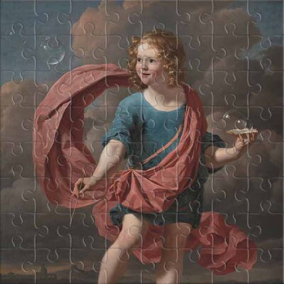 Niño soplando burbujas de jabón. Alegoría de lo transitorio y de la brevedad de la vida (por Karel Dujardin) Rompecabezas
