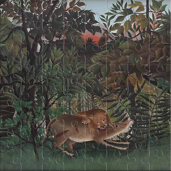 The Hungry Lion Throws Itself on the Antelope (by Henri Rousseau) Jigsaw Puzzle