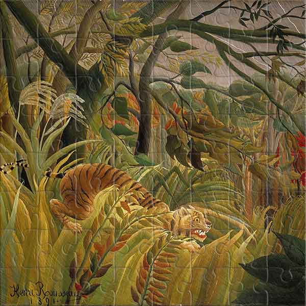 Tiger in a Tropical Storm (by Henri Rousseau) Jigsaw Puzzle