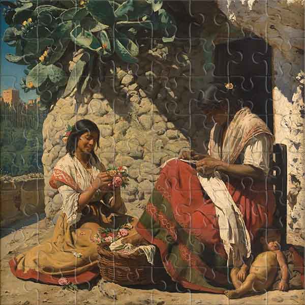 Two Gypsy Women Outside Their Cottage, Spain (by Peder Severin Krøyer) Jigsaw Puzzle